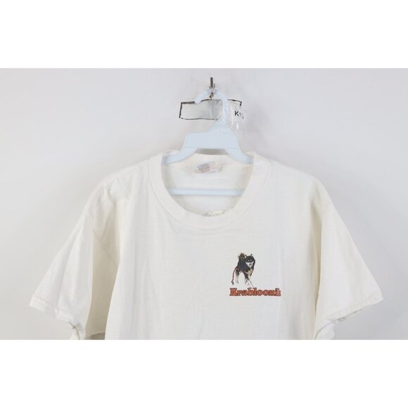 Vintage 90s Mens Large Krabloonik Kennels Dog Sledding Race T-Shirt White USA - Picture 2 of 16